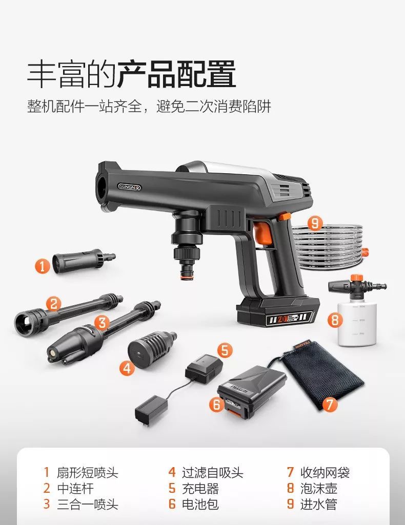 億力手持式鋰電高壓洗車機(jī)豐富的產(chǎn)品配套設(shè)備 億力手持式鋰電高壓洗車機(jī)豐富的產(chǎn)品配套設(shè)備